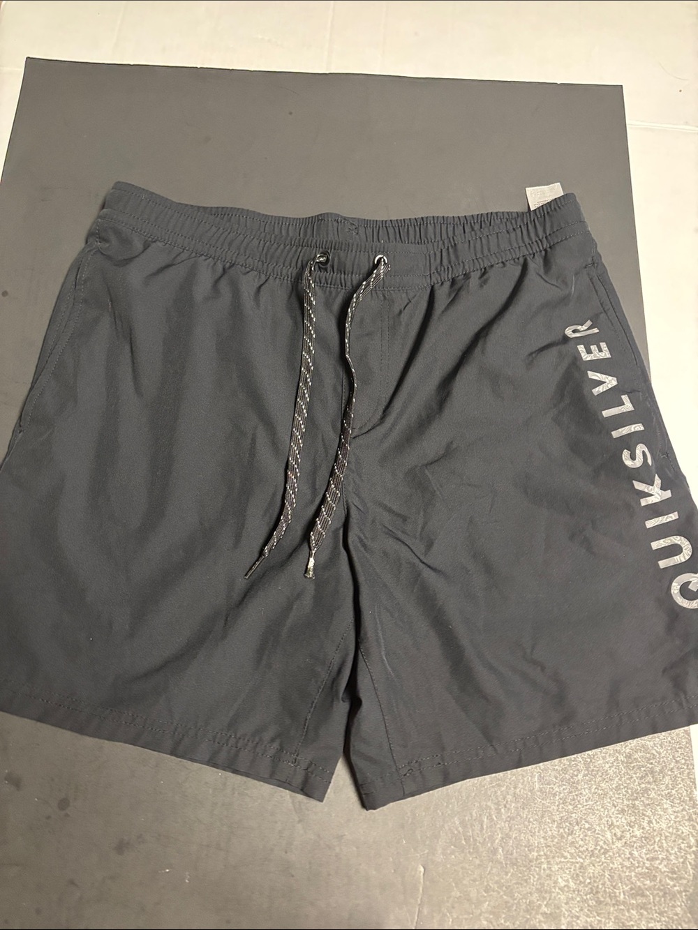 Quiksilver Men's Black Athletic Swim Shorts with Side Logo